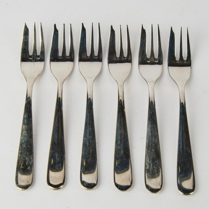 A Set of Six Alessi Nuovo Milano Cake Forks