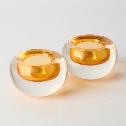 A Pair of Vintage Sommerso Glass Bowls