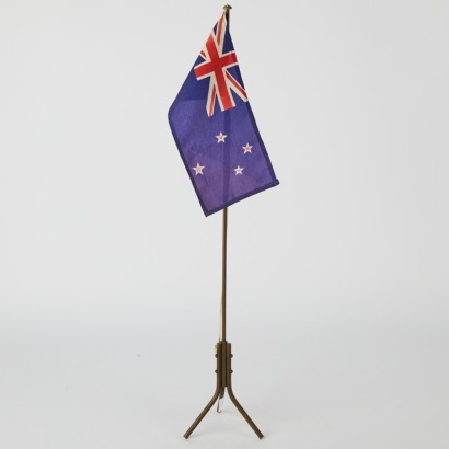A Handcrafted Bronze Desk Flagpole and New Zealand Flag