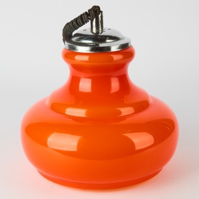 A Retro Opaline Orange Glass Pendant
