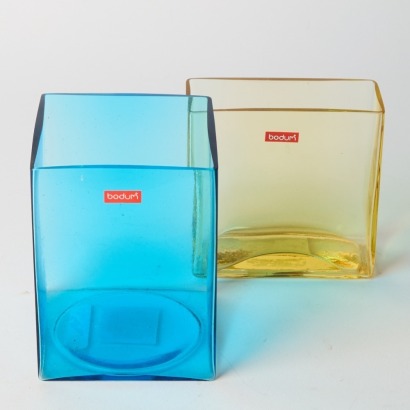 A Pair of Bodum Coloured Glass Vases