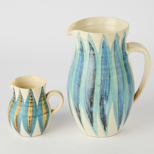 A Large Hanmer Pottery Water Jug and Creamer