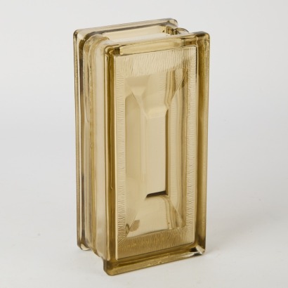A Vintage Smokey Glass Brick Vase
