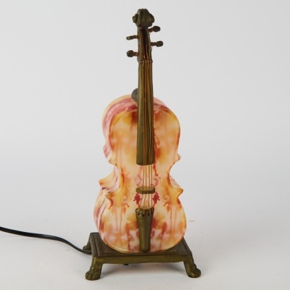 A Glass and Bronze Double Bass Lamp