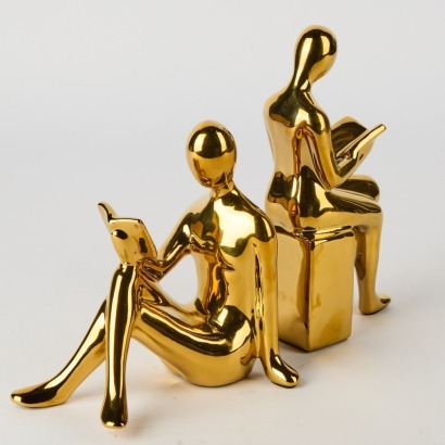 A Pair of Gold Coloured Bookends