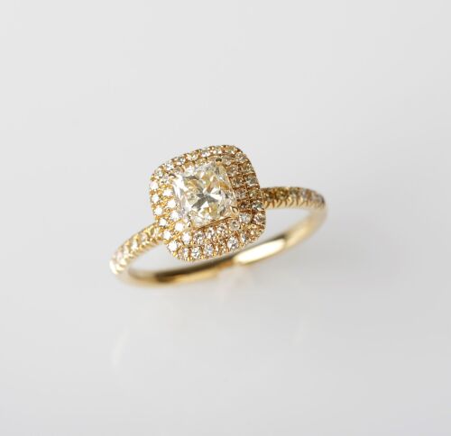 18ct Yellow Diamond Halo Ring