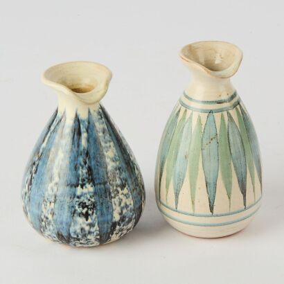 A Pair of Hanmer Pottery Vinegar and Oil Bottles