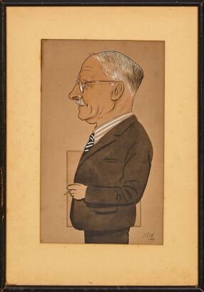 A 1940s Newspaper Man Caricature Artwork