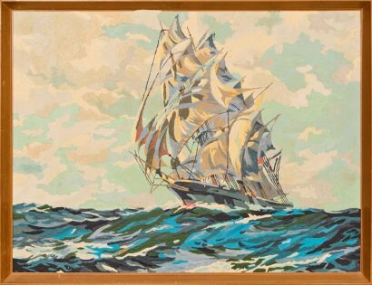 An Original Mid-Century Sailing Ship Painting