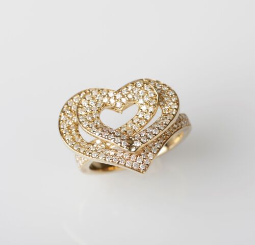 9ct Double Heart Diamond Ring