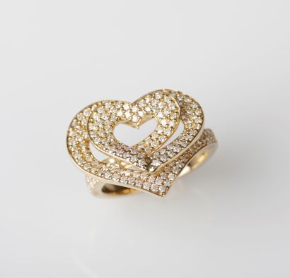 9ct Double Heart Diamond Ring
