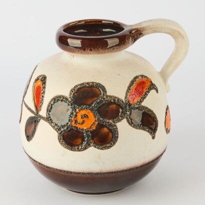 A West German Fat Lava Vase with Flower Motif