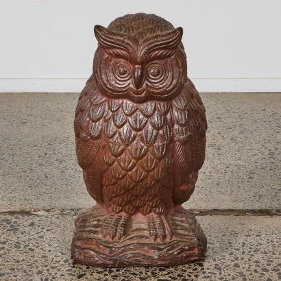 A Large Terracotta Owl Garden Ornament
