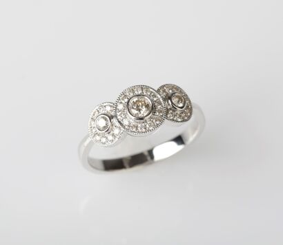 9ct White Gold Diamond Trilogy Ring