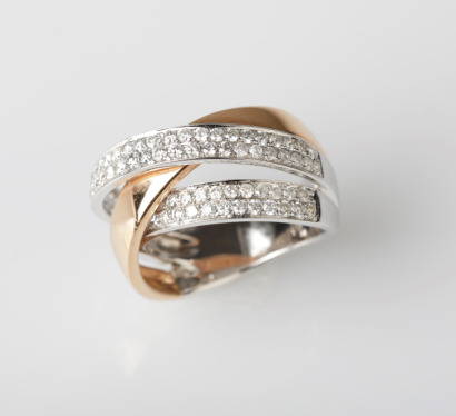 18ct White and Rose Gold Multi-band Diamond Ring