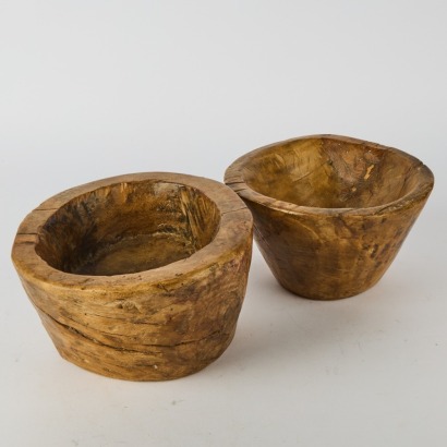 A Pair of Aged Wooden Bowls