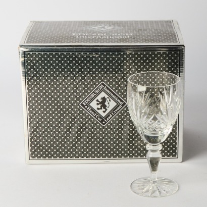 A Boxed Set of Six Edinburgh Lead Crystal Red Wine Glasses