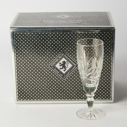 A Boxed Set of Six Edinburgh Lead Crystal White Wine Glasses