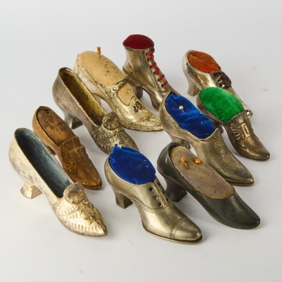 A Set of Ten Antique Shoe Pin Cushions
