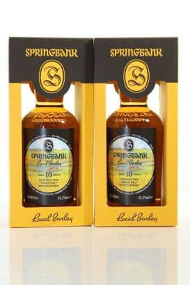 (2) Springbank Local Barley 10 Year Old Single Malt Scotch Whisky, Campbeltown, 55.2% ABV (Bere Barley from Clochkiel Farm (Peninsula, Kintyre)) (GB)