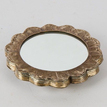 A Vintage Silver Turkish Wedding Mirror, Backing Stamped 900 Silver