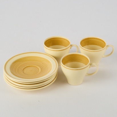 A Trip of Susie Cooper Espresso Cups with Six Saucers