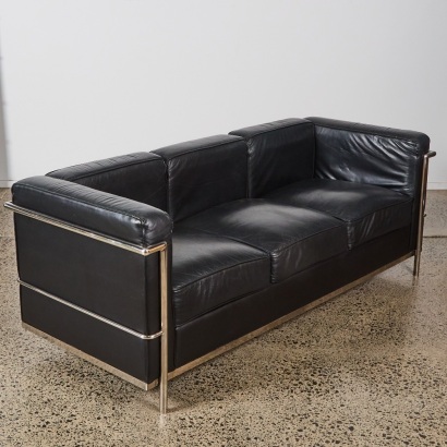 A Le Corbusier LC2 Style Three Seater Sofa
