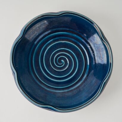 An Asian Early 20th Century Blue-glazed Lobed Washer