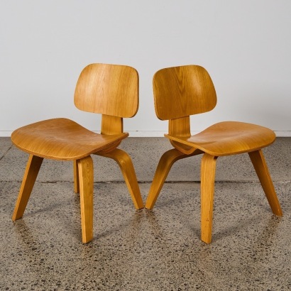 A Pair of Eames LCW Style Plywood Lounge Chairs