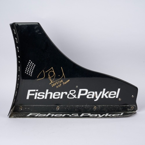 The Front Wing Side Plate from 'Black Beauty' Signed by Jonny Reid