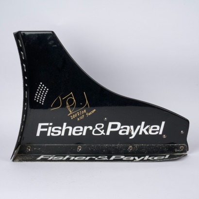 The Front Wing Side Plate from 'Black Beauty' Signed by Jonny Reid