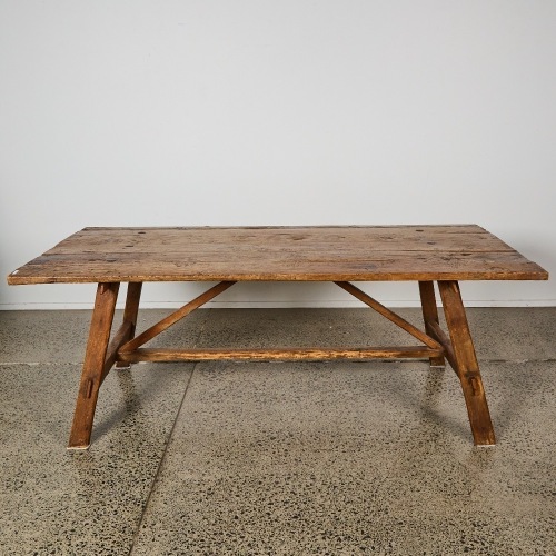 An Antique French Chestnut Farmhouse Table, c.1900