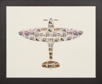 A Rana Oddell Spitfire Postage Stamp Collage Print
