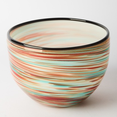 A Murano Cased Swirl Gold Inserts Art Glass Bowl
