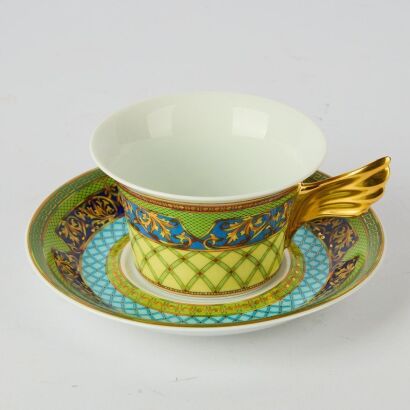 A Versace Teacup and Saucer by Rosenthal