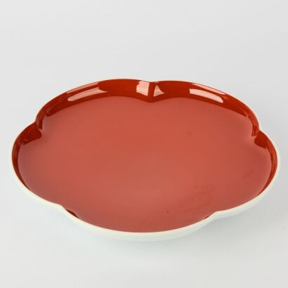 A Japanese Contemporary Red-glazed Sakura Plate