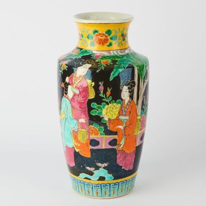 A Chinese Early 20th Century Famille Rose 'Court Ladies' Vase