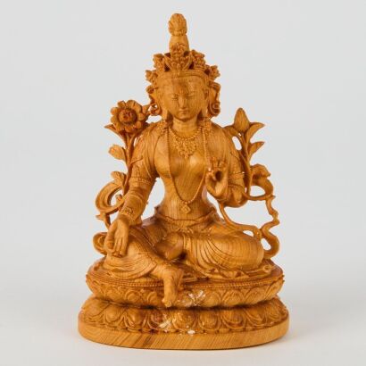 A Chinese Wooden Carved Figure of Buddha