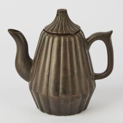 A Chinese 20th Century &lsquo;Melon Ribbed&rsquo; Yixing Teapot