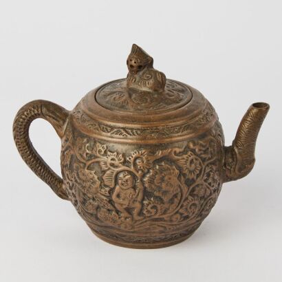 A Chinese 20th Century &lsquo;Boys&rsquo; Small Yixing Teapot