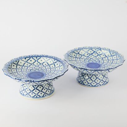 A Pair of Asian Blue and White Trays