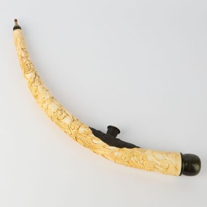 A Chinese Bone Carved Opium Pipe