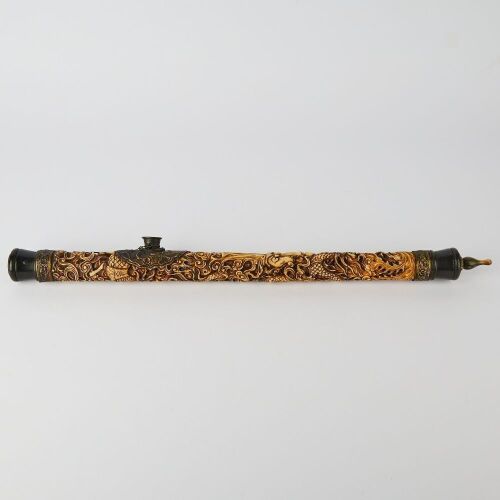 A Chinese Bone Carved Opium Pipe
