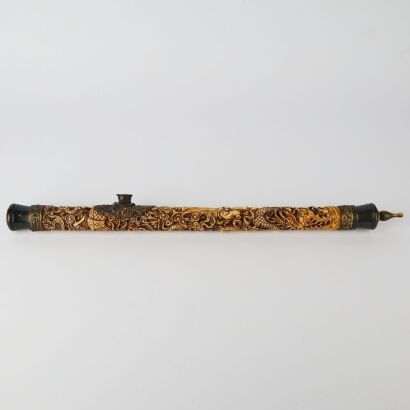 A Chinese Bone Carved Opium Pipe