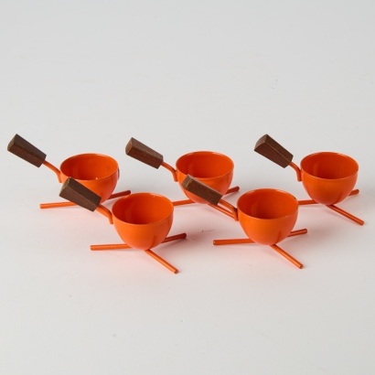 A Set of Retro Orange Egg Cups