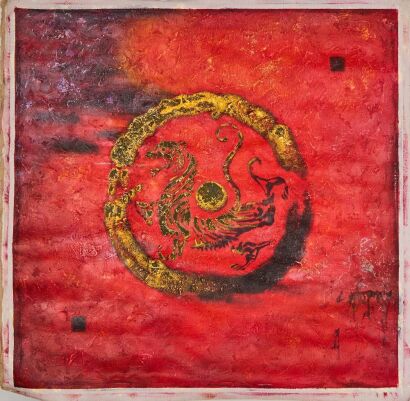 A Chinese Chilong Oil Painting