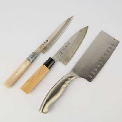 A Set of Three Japanese Kitchen Knives