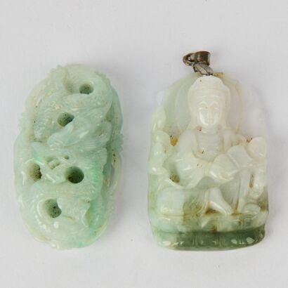 A Set of Two Chinese Jadeite Pendants