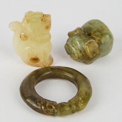 A Group of Three Chinese Jade Carvings