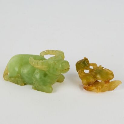 A Set of Two Chinese Jade Animal Carvings